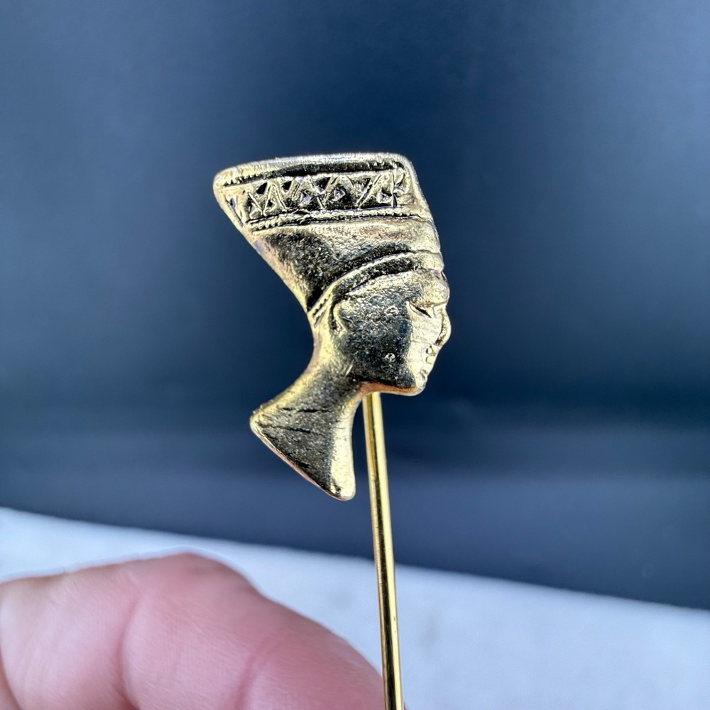 Vintage Egyptian Revival Stick Pin Nefertiti Gold Tone